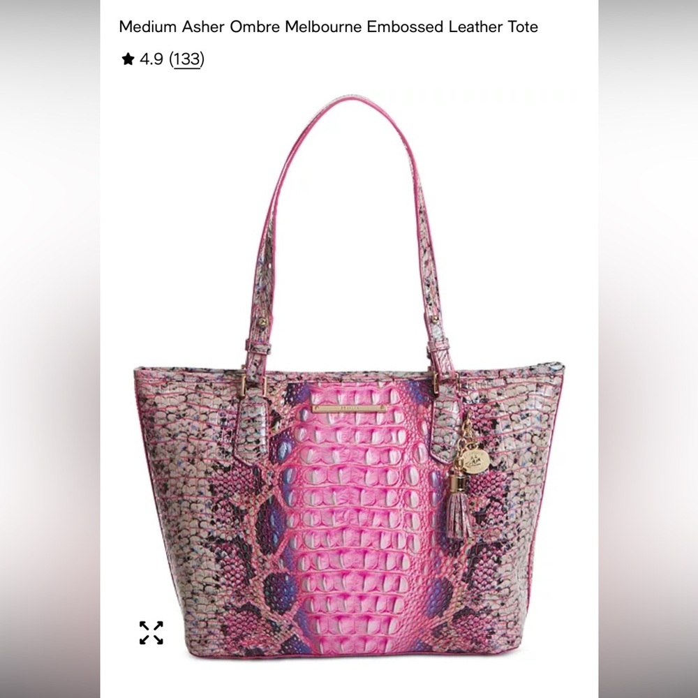 Pink/ Blue Brahmin Medium Asher Melbourne Leather Purse Like new w papers - Picture 11 of 13
